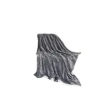 suyggck couverture double couche en flanelle épaisse pour l'automne et l'hiver - garde au chaud - qualité anti-boulochage - gris - 130 x 160 cm