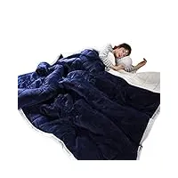 suyggck couverture super chaude épaisse en flanelle polaire corail polaire couvertures épaisses pour lits couvertures et jetés d'hiver couverture de lit adulte - bleu, 120 x 200 cm