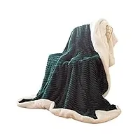 suyggck couverture d'hiver épaisse et chaude - couverture douce pour canapé - couverture de lit double face de couleur unie - double vert foncé, 150 x 200 cm