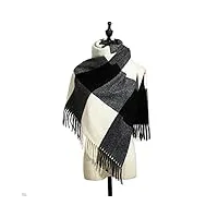 sdfgh femmes casual gland plaid Écharpe sauvage hiver noir chaud châle long wrap vintage en plein air (color : black, size : one size)