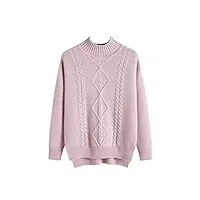 pull 100 % cachemire solide pour femme - pull d'hiver tricoté à col roulé - couverture d'automne - pull épais et chaud - rose - xxl