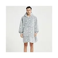 aftwo sweat à capuche surdimensionné sherpa couverture à capuche douce chaud portable flanelle de couverture avec poches femme homme (Étoile lumineuse grise)