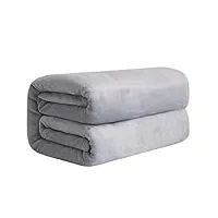 hihelo couverture douce et chaude en flanelle polaire corail - couverture de lit - couverture de canapé - couverture d'hiver - gris clair - 180 x 200 cm