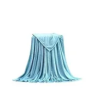 hihelo couverture douce et chaude en polaire corail couverture d'hiver drap de canapé jeté de canapé léger fin lavage mécanique couvertures en flanelle - bleu lac, 200 x 230 cm