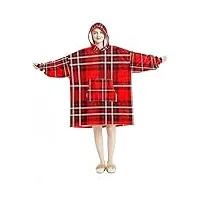 couverture à capuche surdimensionnée - motif écossais rouge 1, multicolore, taille unique
