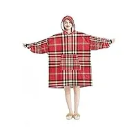 couverture portable à capuche, couverture surdimensionnée, motif écossais rose, multicolore, taille unique