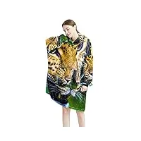 couverture à capuche surdimensionnée pour femme, sweat-shirt confortable avec tête de léopard, multicolore, taille unique