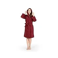 nine west peignoir à capuche en tissu éponge pour femme, 100 % coton turc, rouge nuit, l