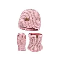 gants toilette jetables chapeau d'hiver écharpe gants trois pièces en peluche écran extérieur froid preuve épaissie chapeau tricoté foulards jeu