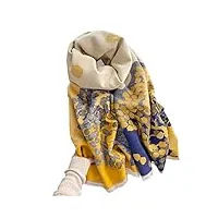 sdfgh mode écharpe en cachemire épais for les femmes chaud châle feuille impression enveloppe hiver couverture étoles poncho (color : color 1, size : 180 * 65cm)