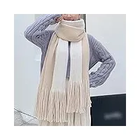 ekayg tricoté pour femme Écharpe d'hiver gland chaud Épais couverture châle (beige taille unique)