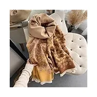 ekayg mode écharpe en cachemire épais pour les femmes chaud châle feuille impression enveloppe hiver couverture étoles poncho (couleur 2 180 * 65 cm)