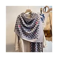 ekayg Écharpe en cachemire à carreaux d'hiver pour femmes châle enveloppes chaudes couverture épaisse foulard poncho (couleur 3 180 * 65cm)