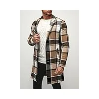 men's fall winter outwear men plaid lapel neck slant pockets tweed overcoat