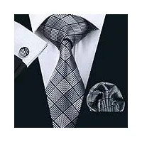 ditudo hommes cravates fshion plaid soie jacquard tissé cravate hanky ​​bouton de manchette ensemble cravates for hommes fête de mariage formel
