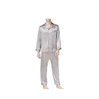 disimlarl ensembles de pyjama en soie pour homme pyjama élégant, plaid gris foncé., xxl