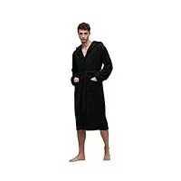 karl lagerfeld robe de bain avec logo w/capuche peignoir, noir, xl homme