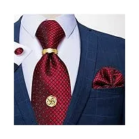 cravate homme cravate jacquard rouge plaid dot cravate mouchoir cravate goujon ensemble cravate de mariage d'affaires cadeau (couleur : a, taille : 150cmx8cm) (a 150cmx8cm)