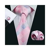 n/a hommes cravate rose plaid classique soie jacquard tissé cravate hanky boutons de manchette ensemble pour hommes formel fête de mariage affaires (couleur : a, taille : taille unique) (a one size)