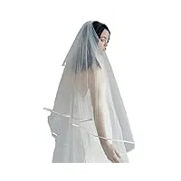 accessoire de mariage v97l voile de mariage à bord de ruban avec fard à joues voiles de mariée couverture de cathédrale de mariage avant et arrière voile de mariée ( color : off white , size : 500cm )