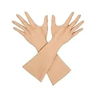 zwsms crossdressing silicone gants femmes pour artificielle couverture de bras cicatrices peau main avec clou pour cosplay prothèse,marron,with fingernails