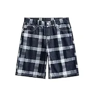 mgwye denim shorts casual plaid loose straight male short jeans streetwear (color : d, size : l)