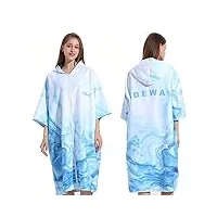 générique surf poncho robe à langer séchage rapide capes à capuche microfibre dégradé bleu couverture de plage serviette de bain couverture de bain pour adulte homme femme
