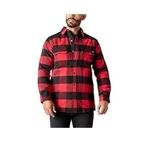 dickies m heavy flannel shirt d'utilité professionnelle, rouge/noir buffalo plaid, xl homme