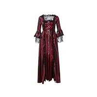 trailrest longueur robe de fête princesse sol cosplay dentelle rétro femmes robe femme gothique nappe de canapé, bordeaux, xxxl