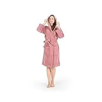 nine west peignoir à capuche en tissu éponge pour femme, 100 % coton turc, rose poudré, x-large