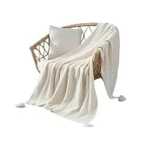 mdybf couverture couverture tricotée frangée lit voyage canapé châle couverture grande taille air conditionné couverture-a style beige-130x170 cm