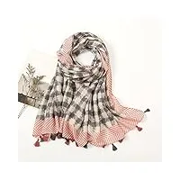 zzzana automne fashion lady couverture châles, plaid tassel scarf crossed plaid zebra tassel viscose scarfs foulard (color : pink, size : 180 * 90cm)