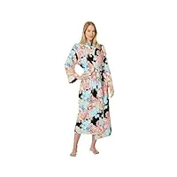 natori geisha garden - peignoir en tricot confortable de 124,5 cm, noir, multicolore, s (femmes 6-8), noir/multicolore, 6-8