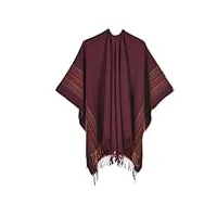 magill n/a Écharpe à rayures vintage pour femme - châle chaud d'hiver - couverture épaisse tricotée (couleur : rouge, taille : taille unique) (rouge taille unique)