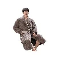vosmii robes terry robe 3 layers flannel terry robe winter bathrobe ultra thick warm luxury solid color plaid long bathrobe men's towel robe (color : bruin, size : xxxl)