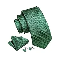 vejia hommes vert plaid soie cravate poche carré boutons de manchette ensemble mariage affaires