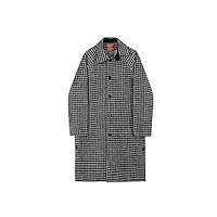 suicra manteaux pour hommes men coat winter new plaid pockets mid length over knee split loose tweed coats (color : black, size : xl)
