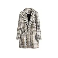suicra manteaux pour femmes casual femmes tweed vintage bureau lady jacket manteau à double boutonnage château hiver chic femmes manteaux (color : plaid, size : us-size s)