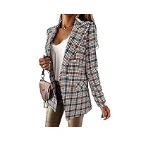 sukori manteaux pour femme plaid blazer women spring-autumn vintage tweed suits jackets office ladies chic slim blazers tops set coat (color : blue, size : m)