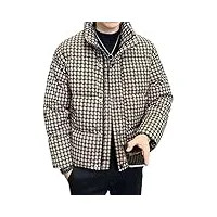 tabker doudoune duvet homme men's warm and light down jacket plaid casual down jacket clothes in winter (color : coffee, size : l)