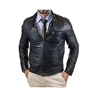veste en cuir véritable homme slim fabrication artisanale cod.171 rindway, xxl, couette (autunne-hiver), noir, noir , xxl