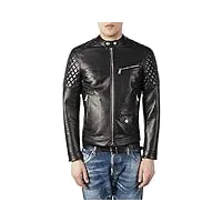 veste biker en cuir véritable noir homme losanges bras et épaules rindway, xs, couette (autunne-hiver), marron foncé, marron foncé, xs