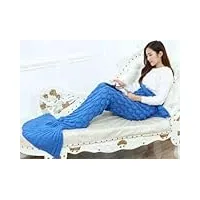 cosplayhero couverture en tricot queue de poisson sirène - cadeau pour fille - bleu profond - 180 x 90 cm - adultes