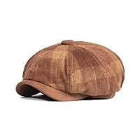 xuufaerr automne hiver plaid épais gavroche chapeau velours côtelé béret hommes femmes rétro chapeau conducteur casquette plate (color : d, size : 55-58cm)