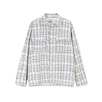 aqqwwer manteaux pour femme vintage white tweed wool jacket jacket women's single breasted plaid tassel women's coat winter. (color : white, size : s)