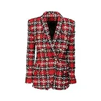 aqqwwer manteaux pour femme fall winter retro european plaid blazer long sleeve double button women tweed jacket (color : multi, size : xl)