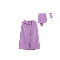 gyios serviette de bain jupe de bain, bonnet de bain, bandeau de cheveux, jupe de bain, bonnet de bain et bandeau en laine de corail, prêt À porter-la couleur violette