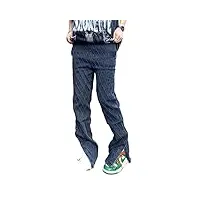 sukori pantalon pour hommes cheville split plaid stretch hommes slim jeans pantalons vêtements droite hip hop taille Élastique denim pantalon (color : black, size : m)