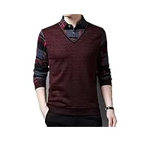 sukori pulls pour hommes autumn winter sweater men soft warm knitwear chenille pullover plaid jerseys casual men clothing (color : red, size : m)