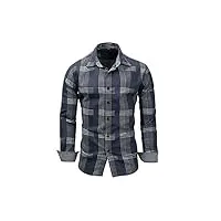 ijnhytg manches longues casual men plaid shirt cotton long sleeve shirts denim dress shirt male check clothing (size : m)